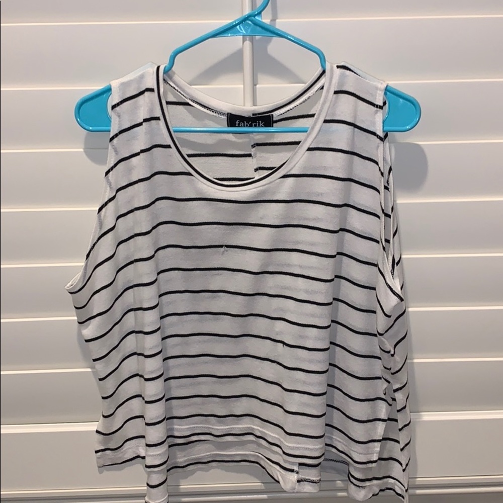 White and Black striped tank top